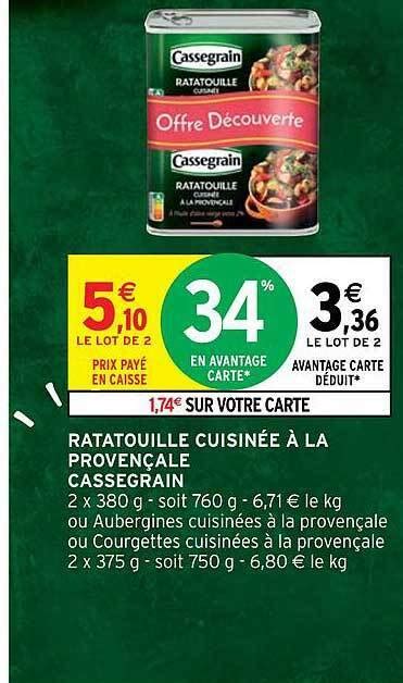 Promo Ratatouille cuisinée à la provençale cassegrain chez Intermarché