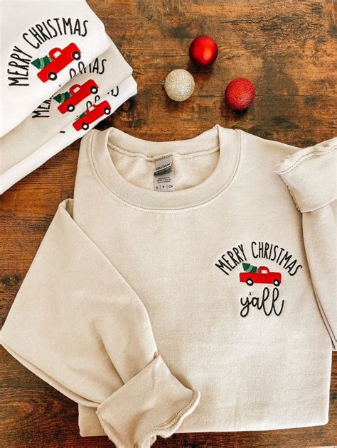 Merry Christmas Y All Embroidered UNISEX SWEATER Merry Christmas