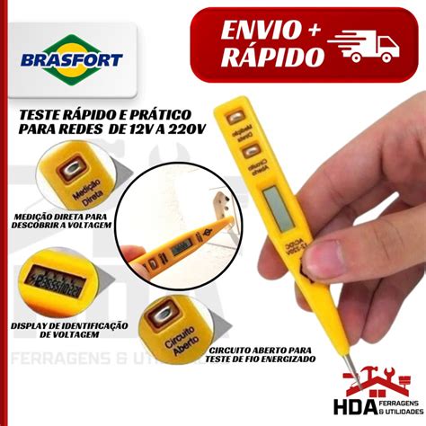 Chave Teste Caneta Voltagem Digital 12V A 220V Brasfort Shopee Brasil