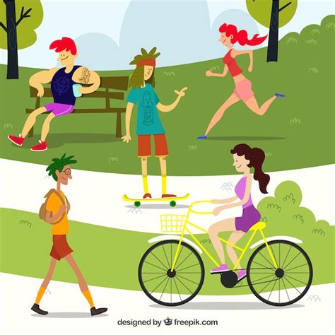 Free Vector Outdoor Leisure Activities Concept With Flat Design