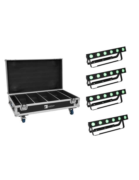 EUROLITE Set 4x AKKU Bar 6 QCL Flightcase With Charging Function