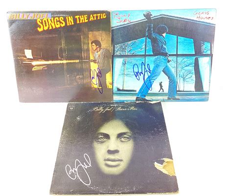 Lot - (3) Signed Billy Joel Album Covers