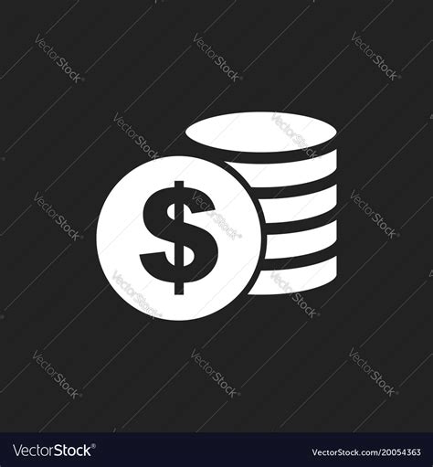 Money icon on black background coins in flat Vector Image