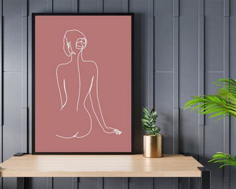 Woman Laying Down Art Minimalist Naked Woman Printable Wall Art Fine