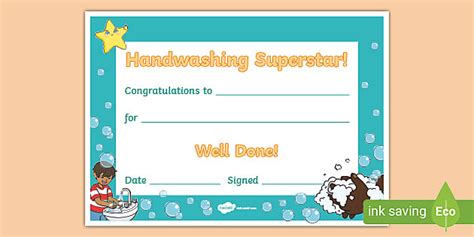 Free Handwashing Certificate Hecho Por Educadores