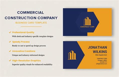 Commercial Construction Company Business Card Template in Illustrator ...