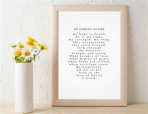 In Christ Alone Hymn Lyrics Wall Art Print Home Decor Inspirational ...