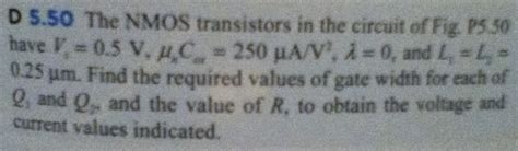 Solved The Nmos Transistors In The Circuit Of Fig P550