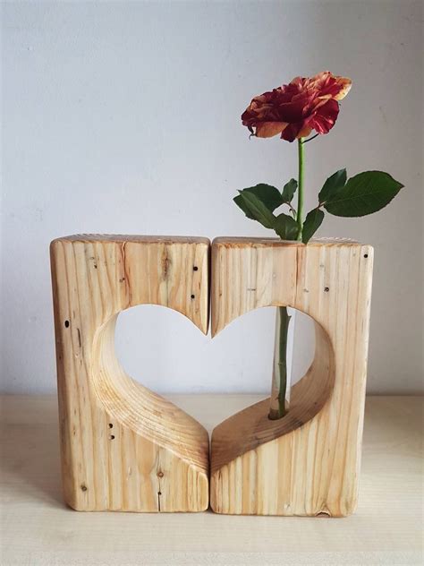 Deko Herz Holz Valentinstag Hochzeit Liebe Muttertag Kerzenständer Vase