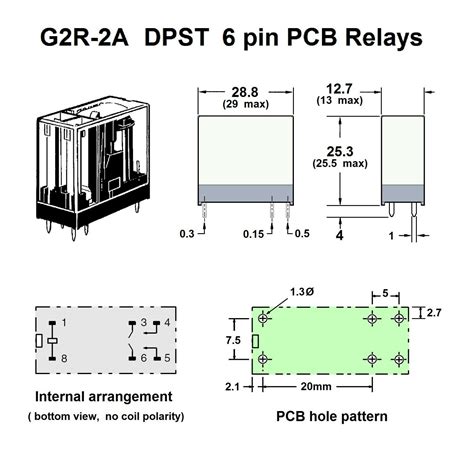 Pcs Omron Dpst No Pcb Relay G R A V A Gp Pin Dc From