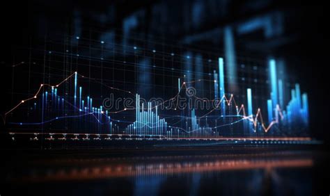 Abstract Glowing Business Chart On Dark Background Finance And Trade