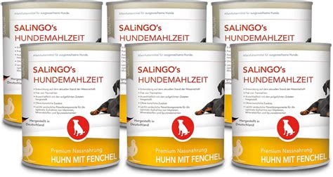 SALiNGO Hundefutter Nass Huhn Mit Fenchel Und Reis Sensitiv 6x800g