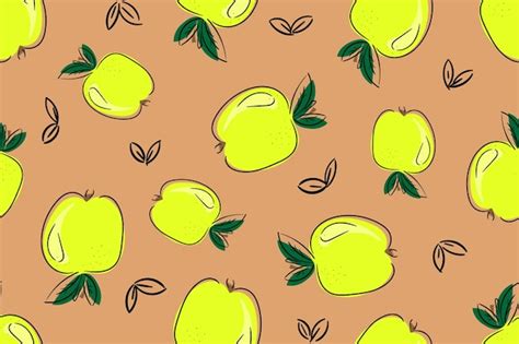 Premium Vector Green Apple Seamless Pattern Cartoon Vector Illustration