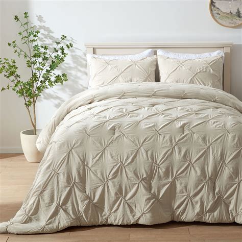 Semech Pinch Pleat King Comforter Set Piece Dark Ivory King Size