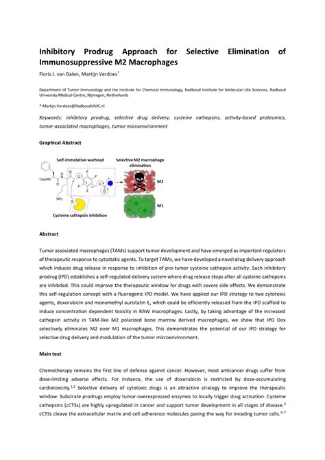 Pdf Inhibitory Prodrug Approach For Selective Elimination Of