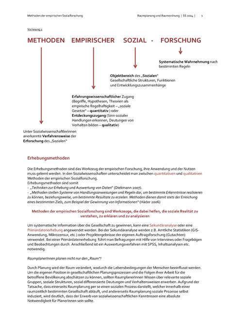 Zusammenfassung Empirische Sozialforschung Vorlesung Methoden