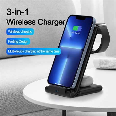 Folding Design 15w Fast 3 In 1 Wireless Charger With Mobile Stand