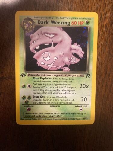 Dark Weezing Pokemon Card Wotc 1st Edition Team Rocket 1482