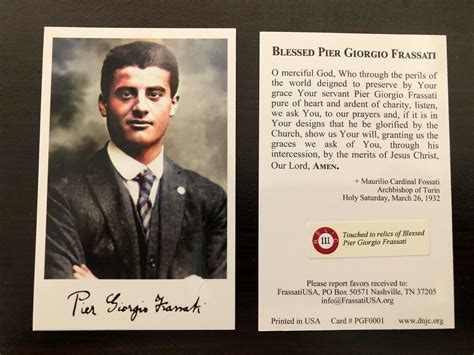 Holy Card Relic Of Blessed Pier Giorgio Frassati Third Class Relic Ebay