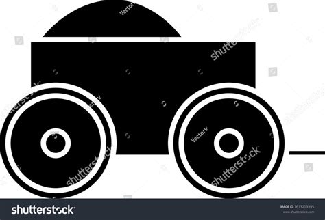 Black Wooden Fourwheel Cart Hay Icon Stock Vector Royalty Free