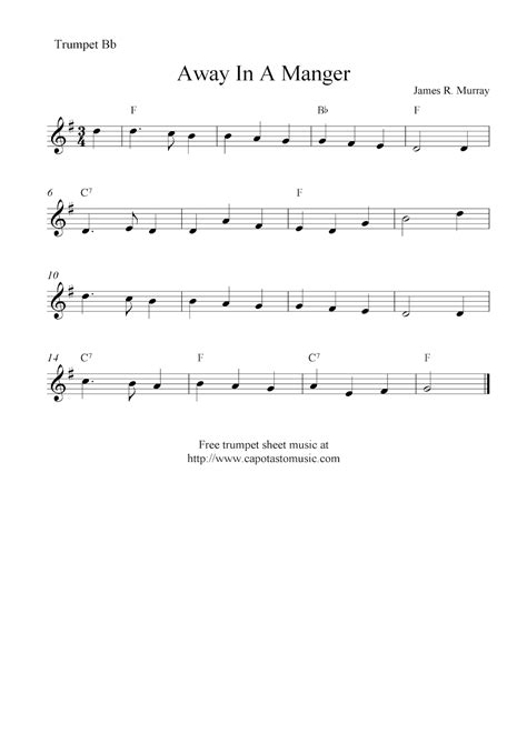 Easy Sheet Music For Beginners: Away In A Manger, free Christmas ...