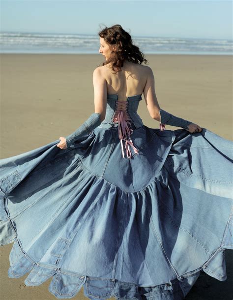 Custom Jean Denim Ballroom Gown Cinderella Dress Canadian