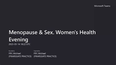 Menopause And Sex Womens Health Evening On Vimeo