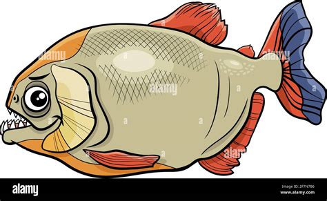 Illustration de dessin animé de caractère animal de poisson de piranha