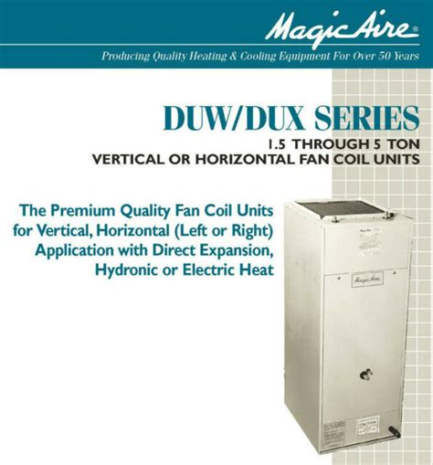 Magic Aire Hydronic Air Handler 60 Dux B 4 4 5 0 Ton 4 Row R22 Dx Coil Ebay