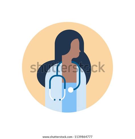 African American Woman Medical Doctor Stethoscope Stok Vektör Telifsiz