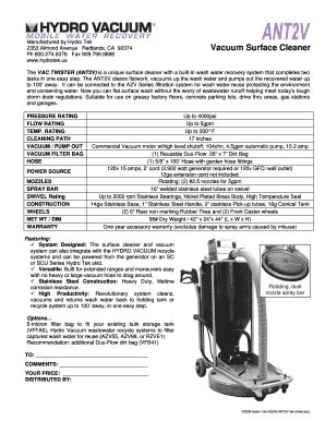 Fillable Online Manufactured By Hydro Tek Vacuum Surface Cleaner Fax