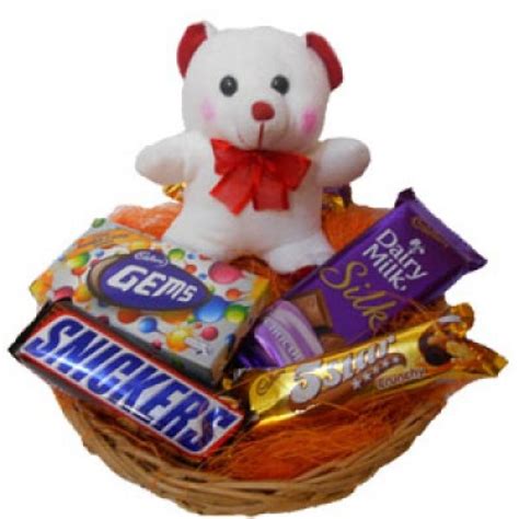 BASKET OF ASSORTED CHOCOLATES WITH TEDDY BEAR - Online Cake Delivery ...