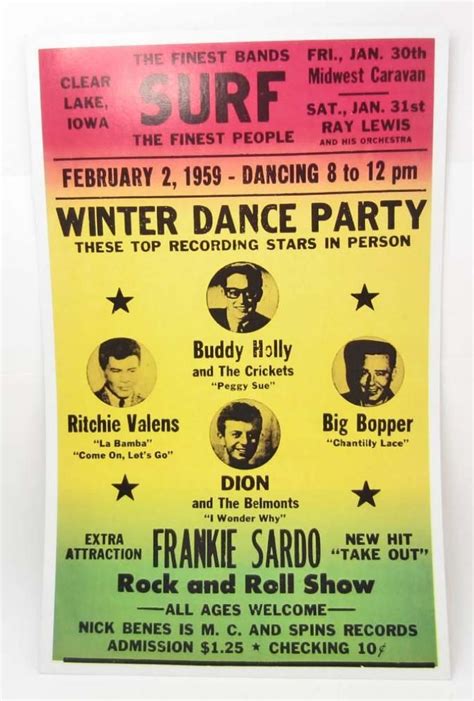 SURF BALLROOM BUDDY HOLLY, RICHIE VALENS POSTER