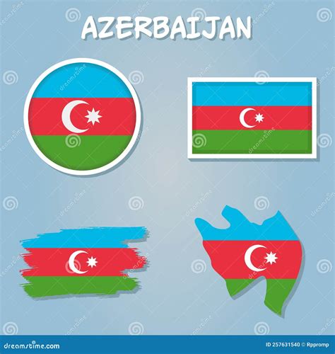 Vector Of Azerbaijan Country Outline Silhouette With Flag Set