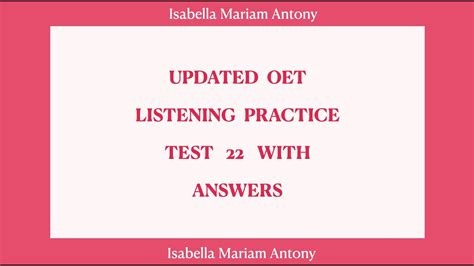 OET 2 0 Listening Practice Test 22 YouTube