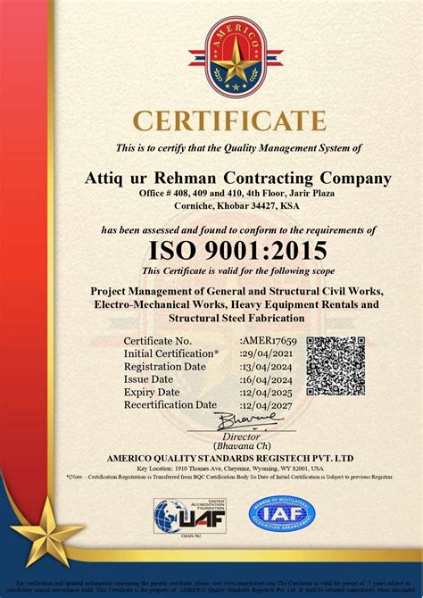 Aurco S Certificates Aurco Contracting