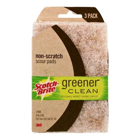 Scotch Brite Greener Clean Scour Pads Non Scratch 3 Pack 3 Pads