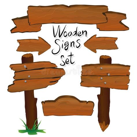 Wooden Signs Set Vector Illustration Stock Vector Illustration Of