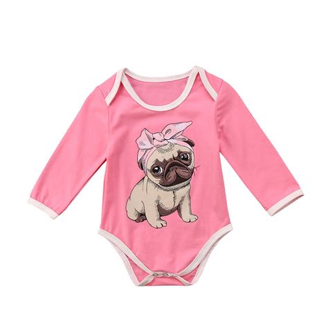 Bebé niñas Bulldog Romper recién nacido niños Tops de manga larga mono