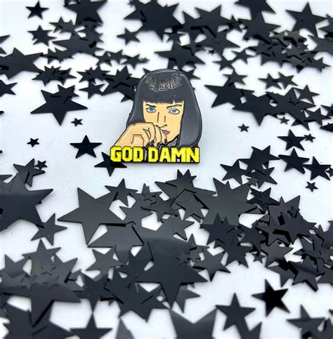 Pulp Fiction Mia Wallace God Damn Enamel Pin Brooch Etsy