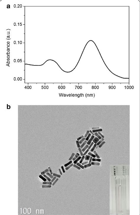 A Uv Vis Absorption Spectrum Of Au Nrs B Tem Image Of The Au Nrs