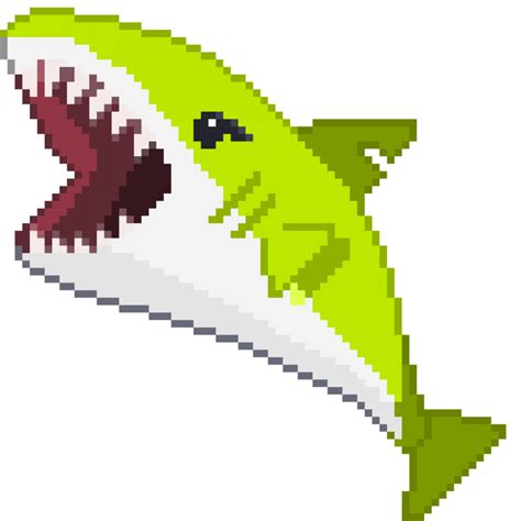 An Bit Retro Styled Pixel Art Illustration Of A Yellow Shark