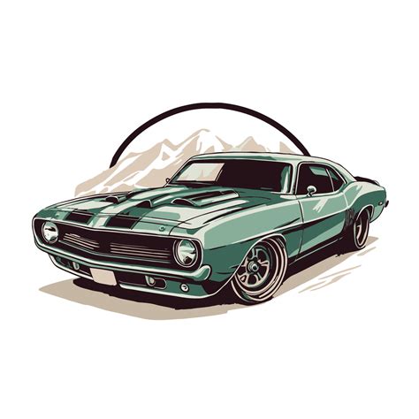 Classic Custom Muscle Car Racing In Retro Style Vector Illustration