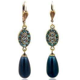 Nobel Shop Jugendstil Ohrringe Swarovski Gold Grau