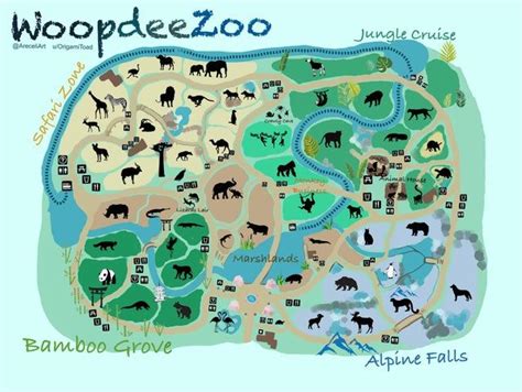 A Map Of The Zoo With Animals On It And Words That Saywoopee Zoo