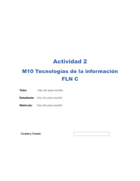 Actividad M Tecnolog As De La Informaci N Fln C Actividad M