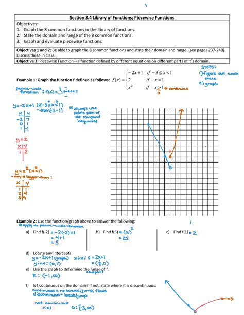 Unit Ii 34 Guided Notes Library Of Functions Section 3 Library Of