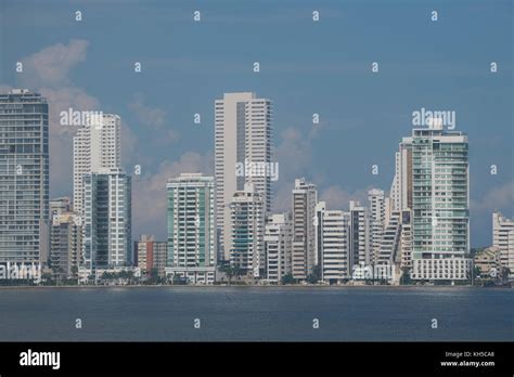 South America Colombia Cartagena Modern Bocagrande Area City Skyline