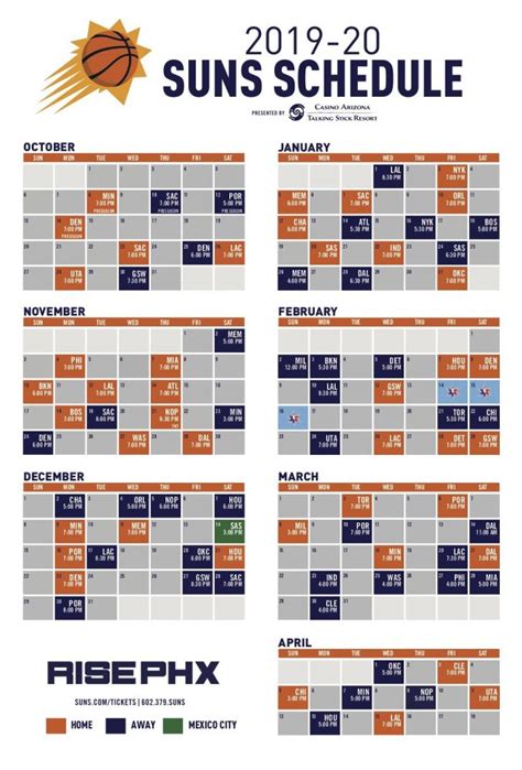 Phoenix Suns Announce 2019 20 NBA Season Schedule | Printable Schedule