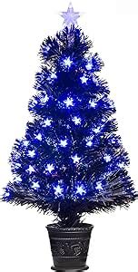 Christmas Tree World 3ft Artificial Pre Lit Black Blue Star Fibre